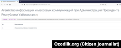 Ушбу ҳужжатлар пакети лойиҳасига масъул кўрсатилган шахс исми акс этган Интернет тармоғидаги очиқ манба.